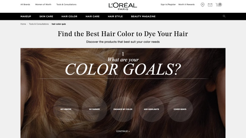 Interactive Content Ideas-L’oréal Hair Color Quiz